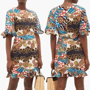 Rhode Hailey Mini Dress in Multi Color Chain Print Short Sleeve size 6